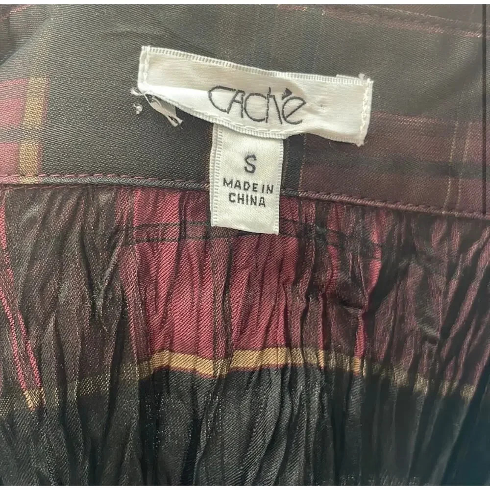 Cache Y2k Plaid Scrunchie Button Down Blouse - image 4